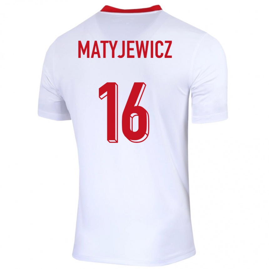 Men Football Poland Wiktor Matyjewicz #16 White Home Jersey 24-26 T-Shirt Uk