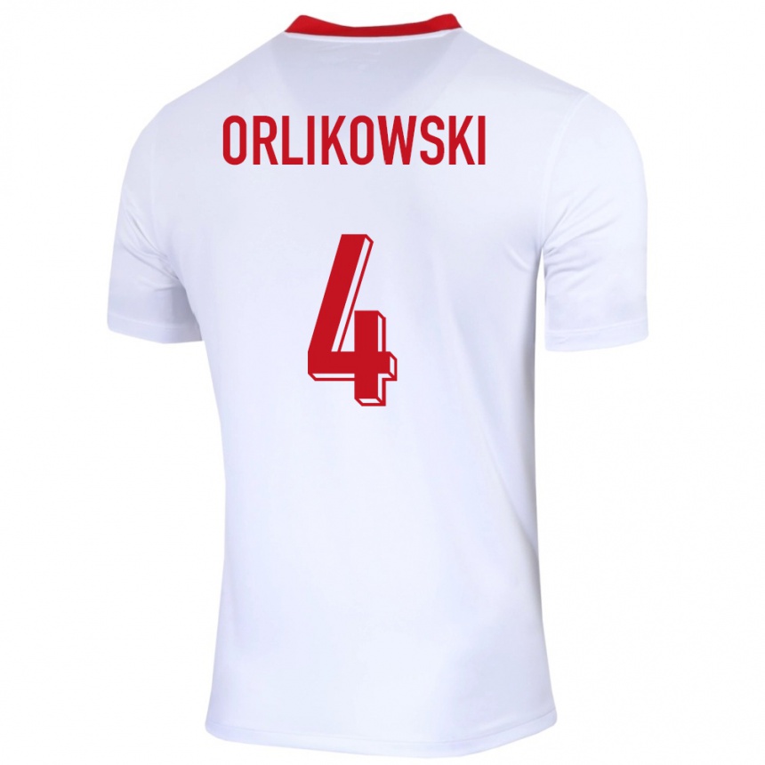 Men Football Poland Igor Orlikowski #4 White Home Jersey 24-26 T-Shirt Uk