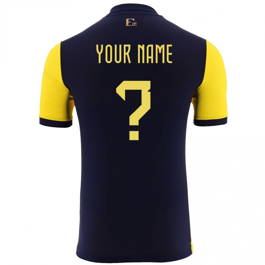 Men Football Ecuador Your Name #0 Yellow Home Jersey 24-26 T-Shirt Uk