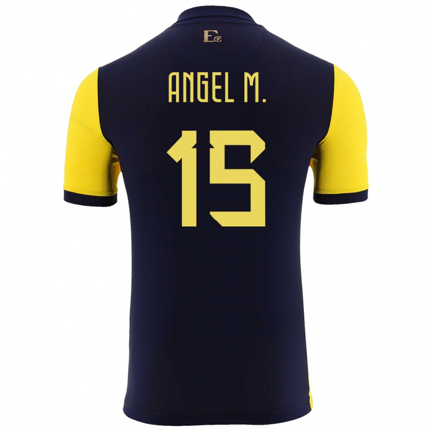 Men Football Ecuador Angel Mena #15 Yellow Home Jersey 24-26 T-Shirt Uk