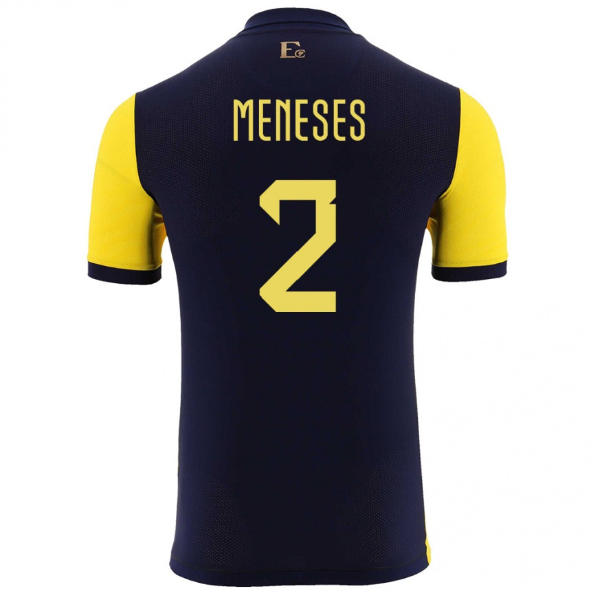 Men Football Ecuador Randy Meneses #2 Yellow Home Jersey 24-26 T-Shirt Uk