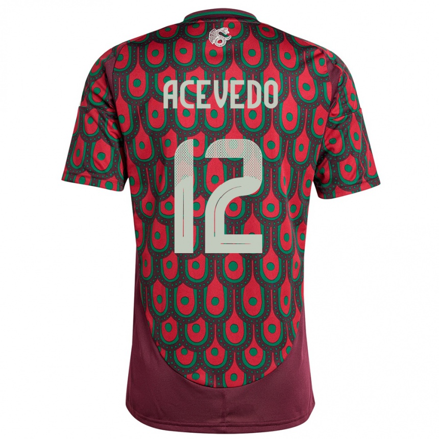 Men Football Mexico Carlos Acevedo #12 Maroon Home Jersey 24-26 T-Shirt Uk