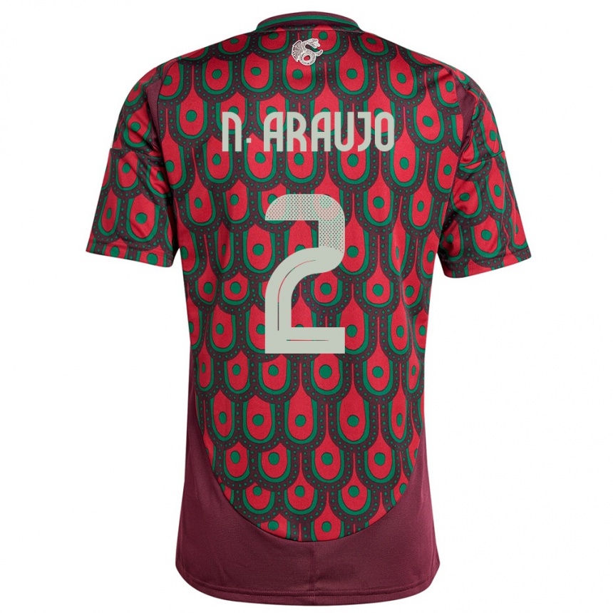 Men Football Mexico Nestor Araujo #2 Maroon Home Jersey 24-26 T-Shirt Uk