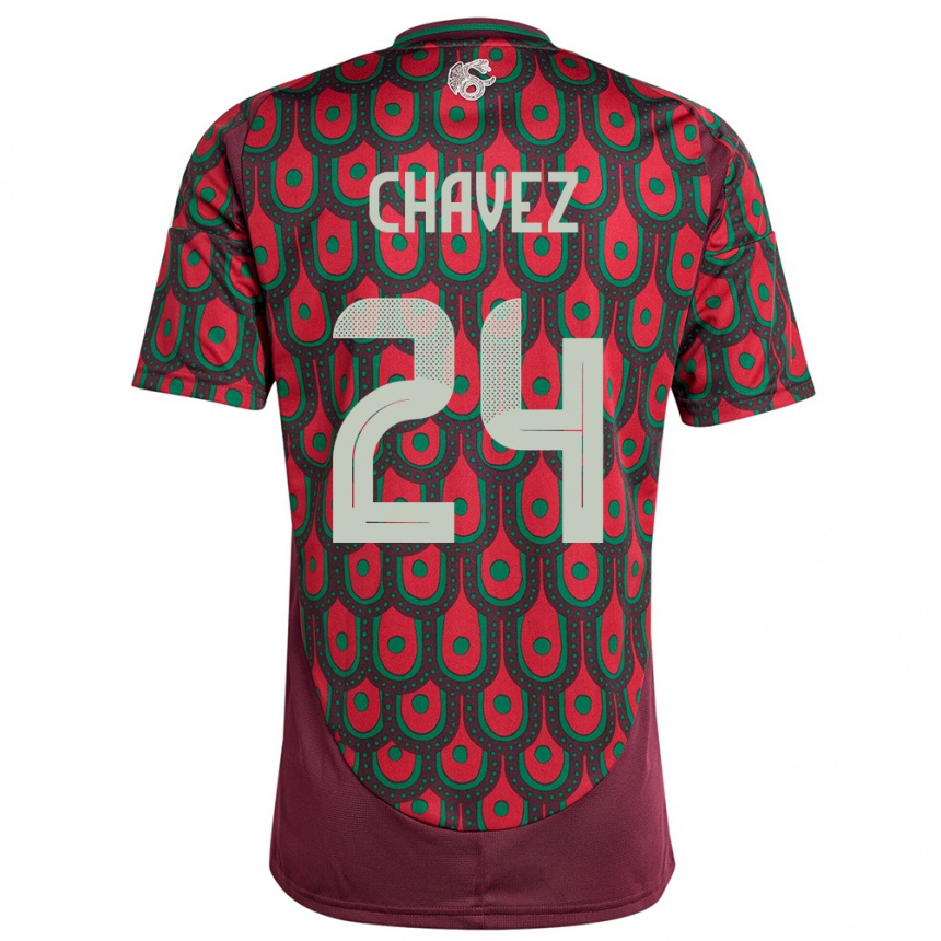 Men Football Mexico Luis Chavez #24 Maroon Home Jersey 24-26 T-Shirt Uk