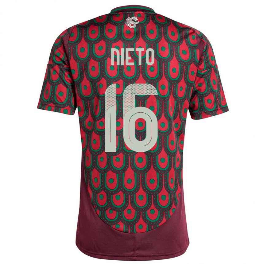 Men Football Mexico Karla Nieto #16 Maroon Home Jersey 24-26 T-Shirt Uk