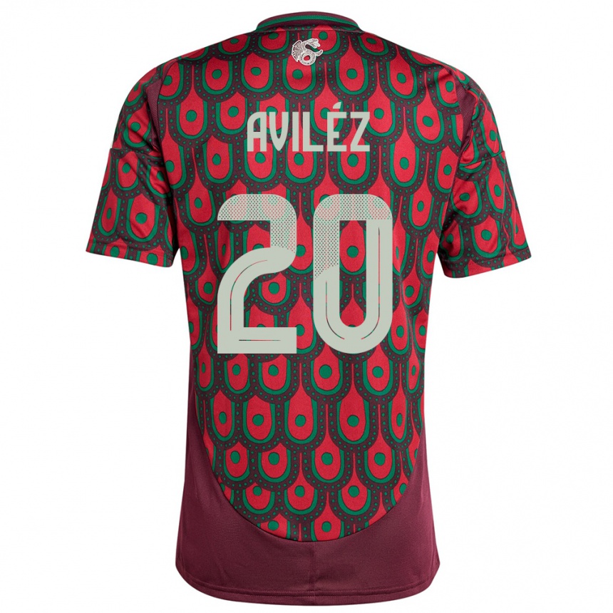 Men Football Mexico Aylin Avilez #20 Maroon Home Jersey 24-26 T-Shirt Uk