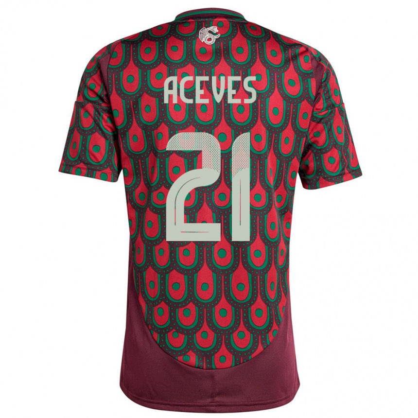 Men Football Mexico Daniel Aceves #21 Maroon Home Jersey 24-26 T-Shirt Uk