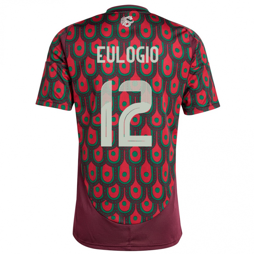 Men Football Mexico Jose Eulogio #12 Maroon Home Jersey 24-26 T-Shirt Uk