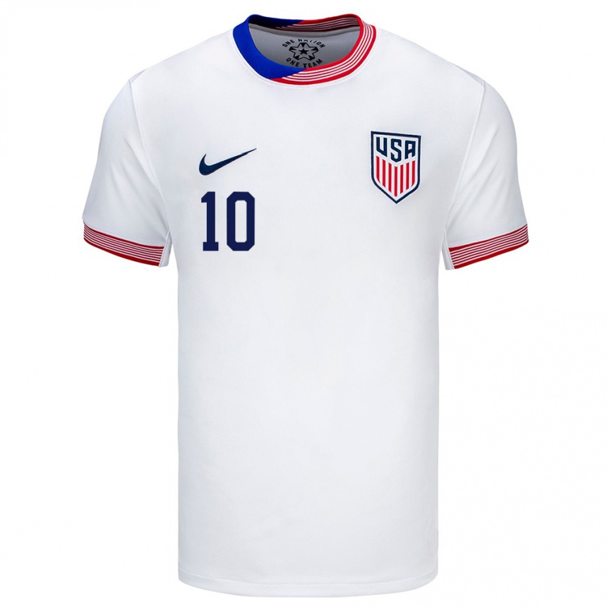 Men Football United States Christian Pulisic #10 White Home Jersey 24-26 T-Shirt Uk