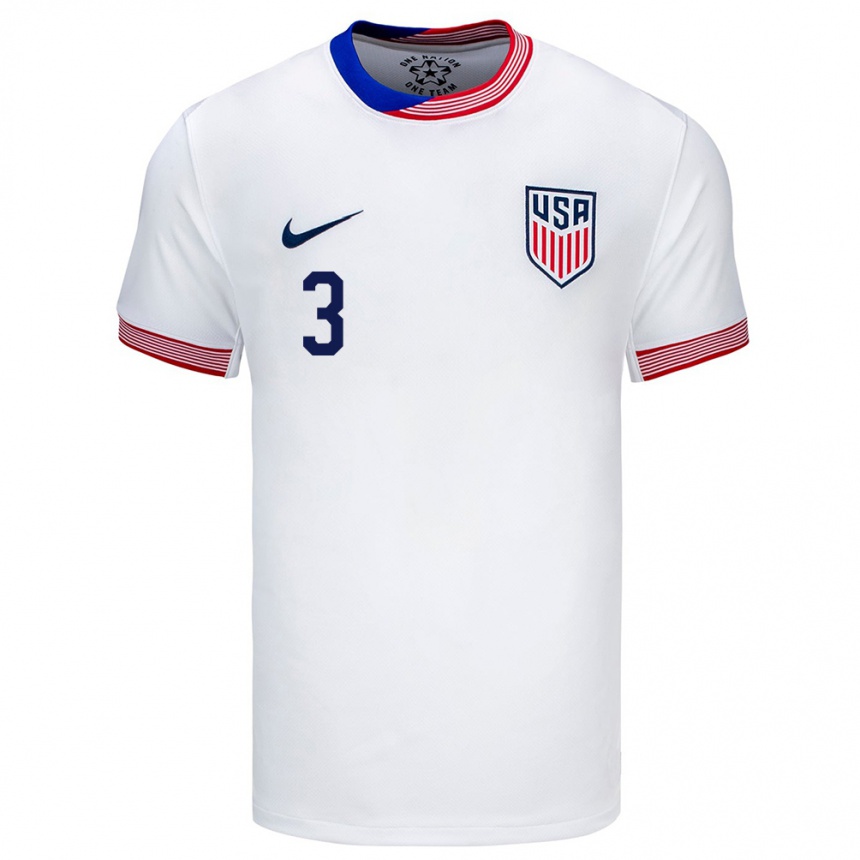 Men Football United States Sawyer Jura #3 White Home Jersey 24-26 T-Shirt Uk