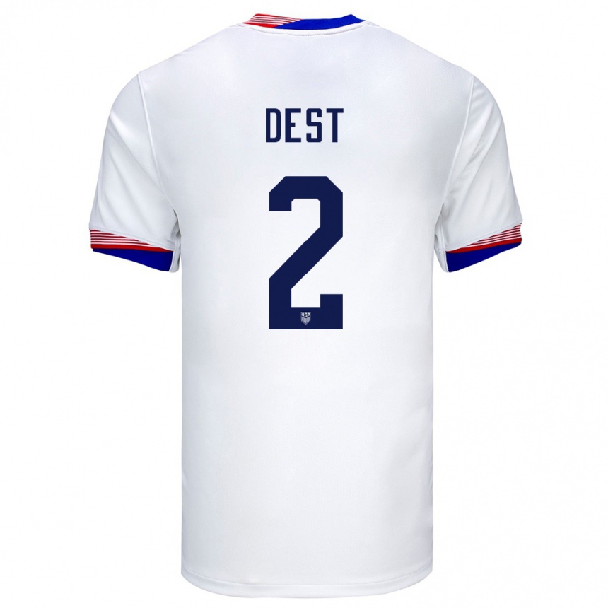 Men Football United States Sergino Dest #2 White Home Jersey 24-26 T-Shirt Uk