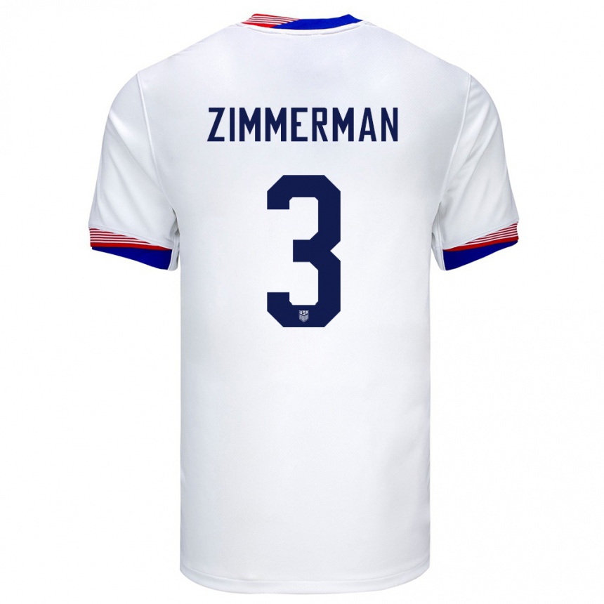 Men Football United States Walker Zimmerman #3 White Home Jersey 24-26 T-Shirt Uk