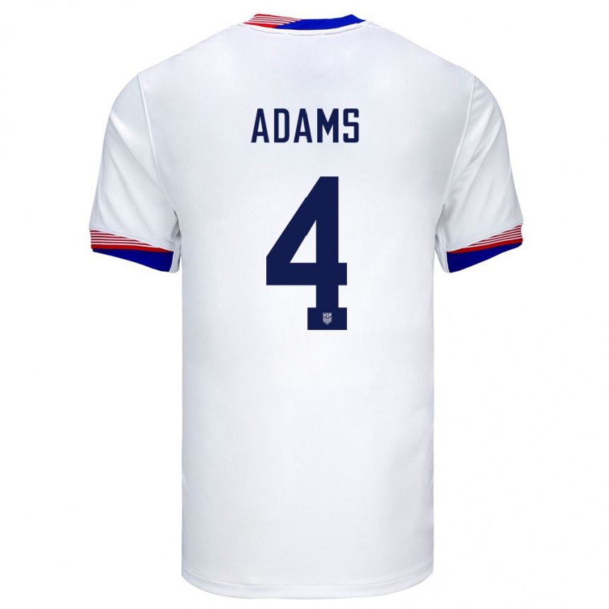 Men Football United States Tyler Adams #4 White Home Jersey 24-26 T-Shirt Uk