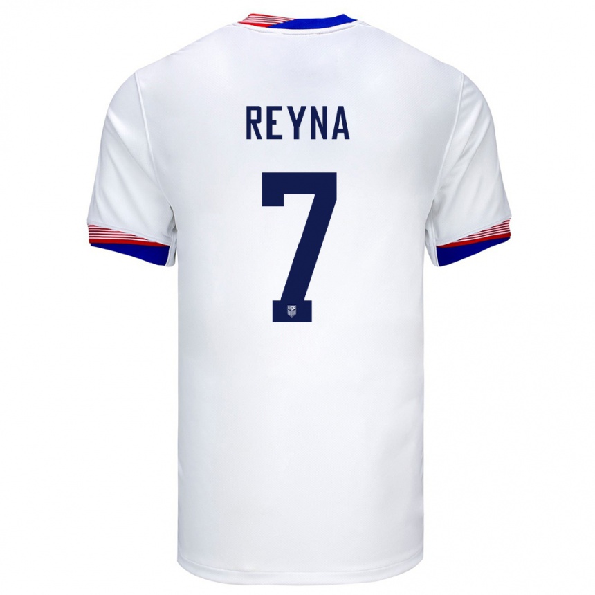 Men Football United States Giovanni Reyna #7 White Home Jersey 24-26 T-Shirt Uk