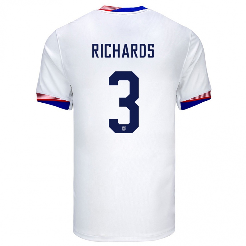 Men Football United States Chris Richards #3 White Home Jersey 24-26 T-Shirt Uk