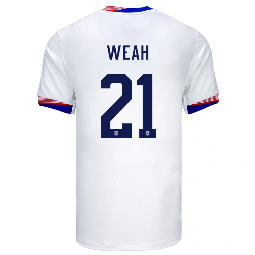 Men Football United States Timothy Weah #21 White Home Jersey 24-26 T-Shirt Uk