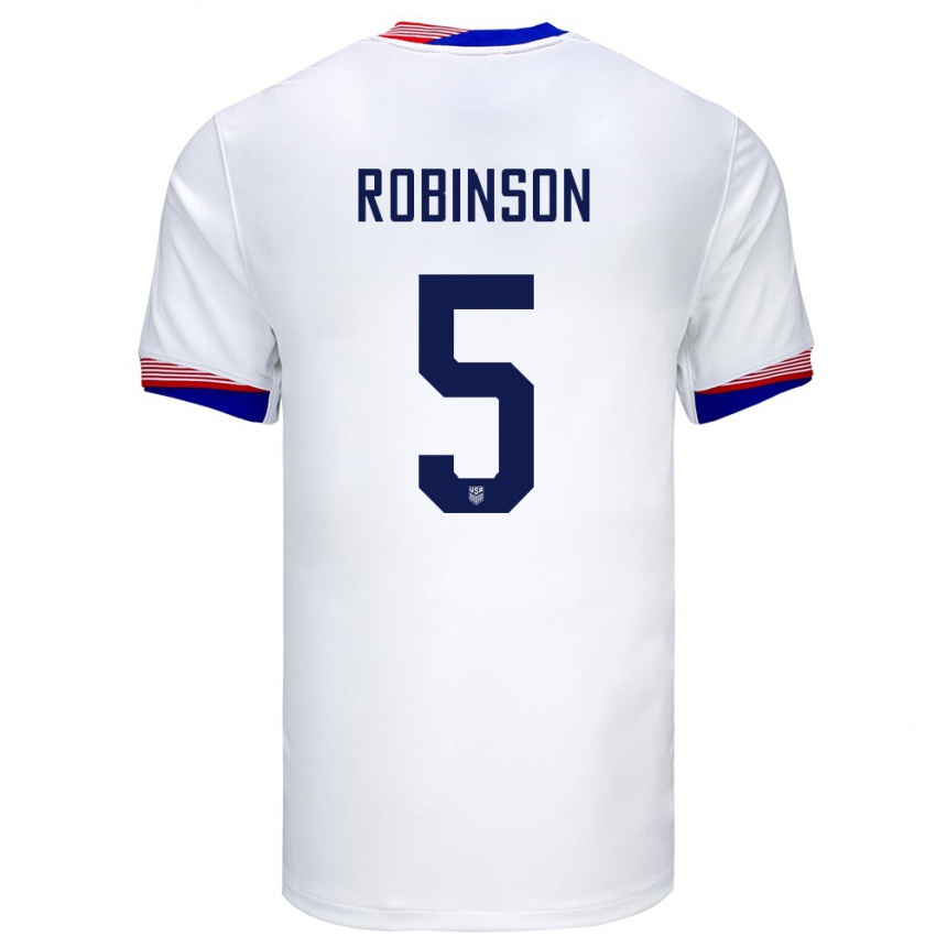 Men Football United States Antonee Robinson #5 White Home Jersey 24-26 T-Shirt Uk