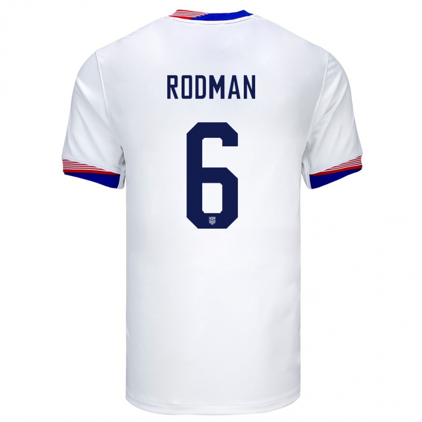 Men Football United States Trinity Rodman #6 White Home Jersey 24-26 T-Shirt Uk