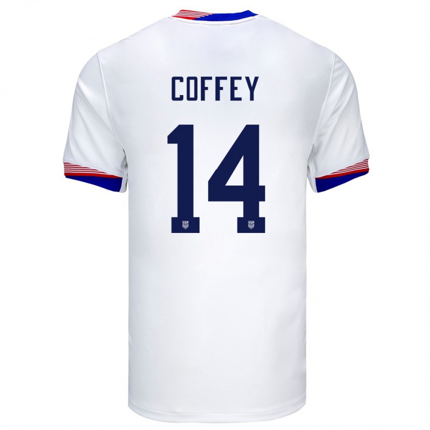 Men Football United States Sam Coffey #14 White Home Jersey 24-26 T-Shirt Uk