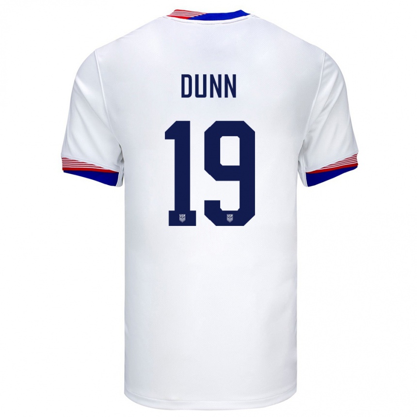 Men Football United States Crystal Dunn #19 White Home Jersey 24-26 T-Shirt Uk