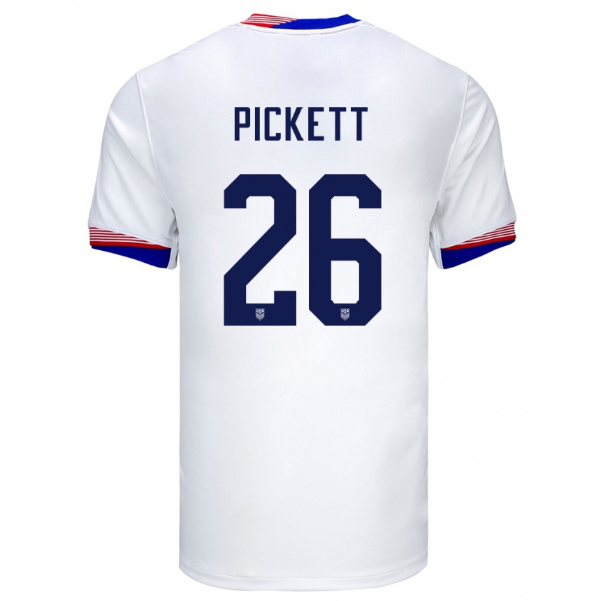 Men Football United States Carson Pickett #26 White Home Jersey 24-26 T-Shirt Uk