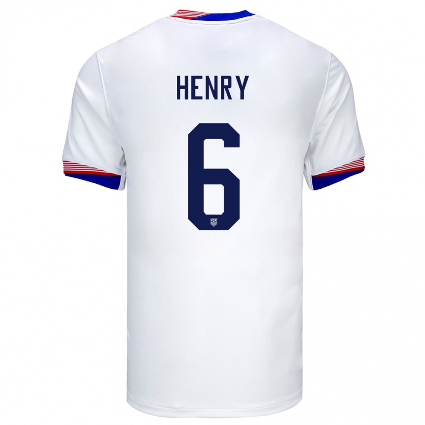 Men Football United States Kobi Henry #6 White Home Jersey 24-26 T-Shirt Uk