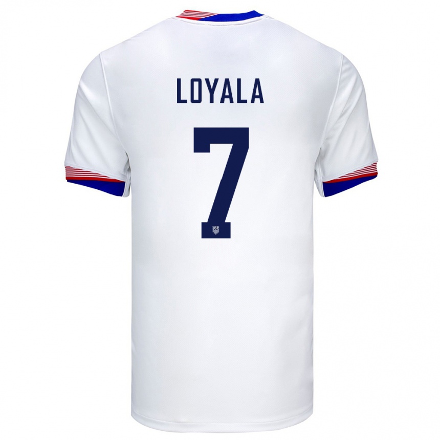 Men Football United States Favian Loyala #7 White Home Jersey 24-26 T-Shirt Uk