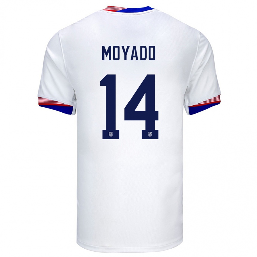 Men Football United States Bryan Moyado #14 White Home Jersey 24-26 T-Shirt Uk