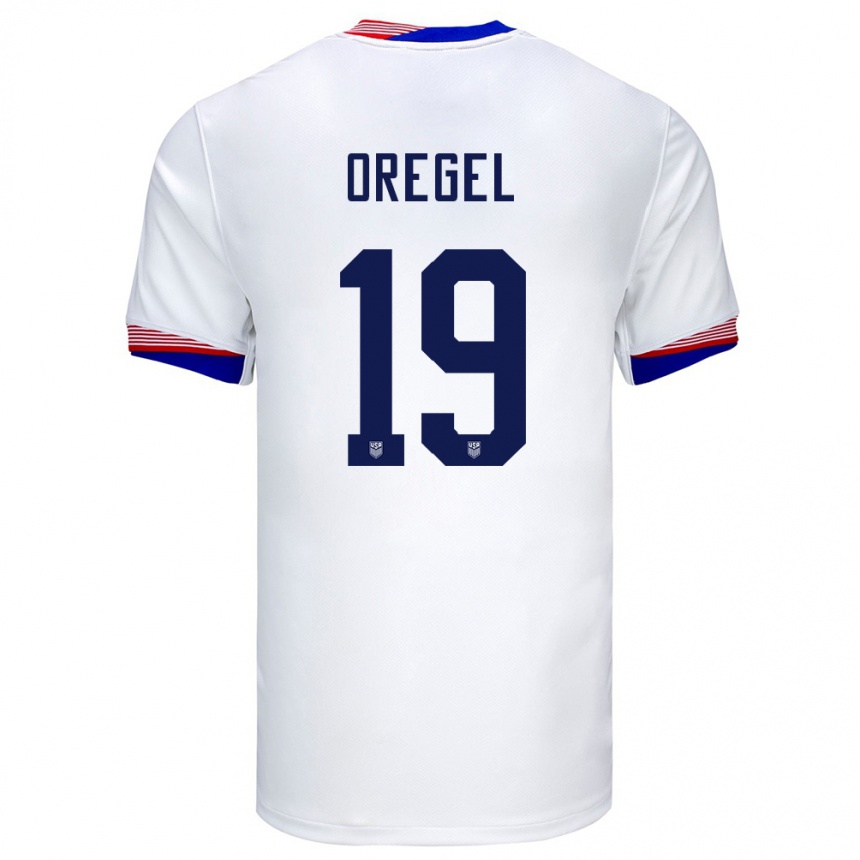 Men Football United States Sergio Oregel #19 White Home Jersey 24-26 T-Shirt Uk