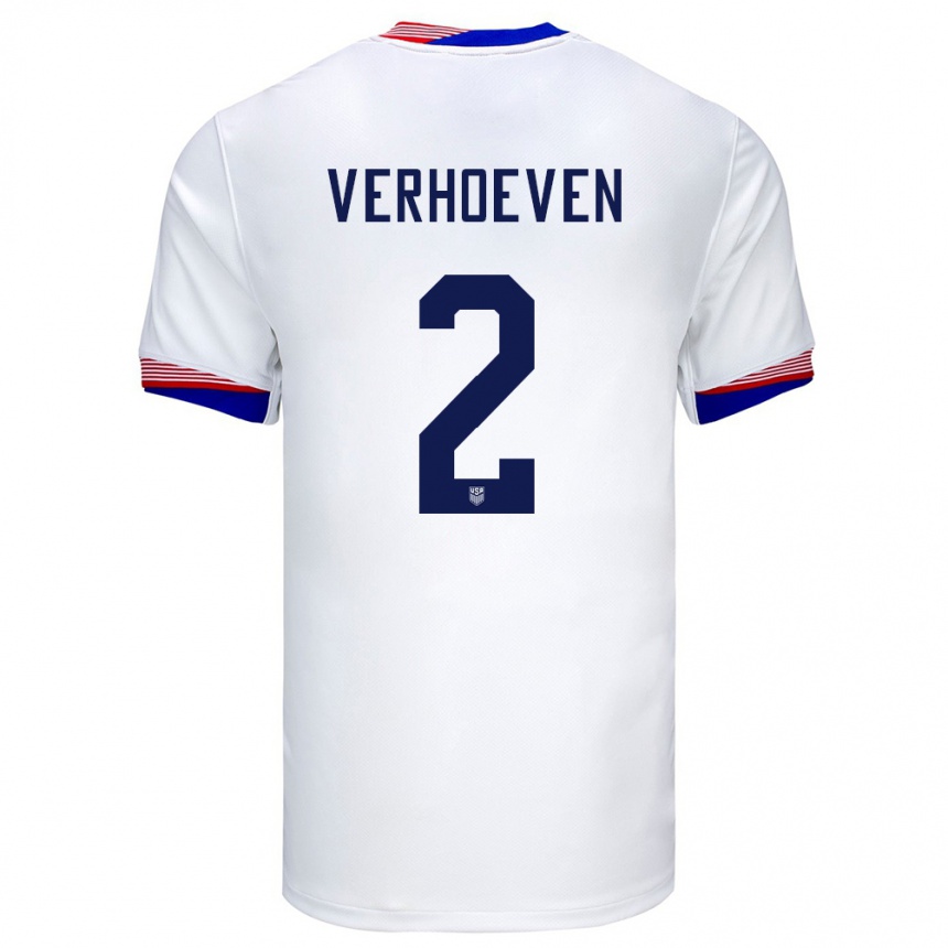 Men Football United States Oscar Verhoeven #2 White Home Jersey 24-26 T-Shirt Uk