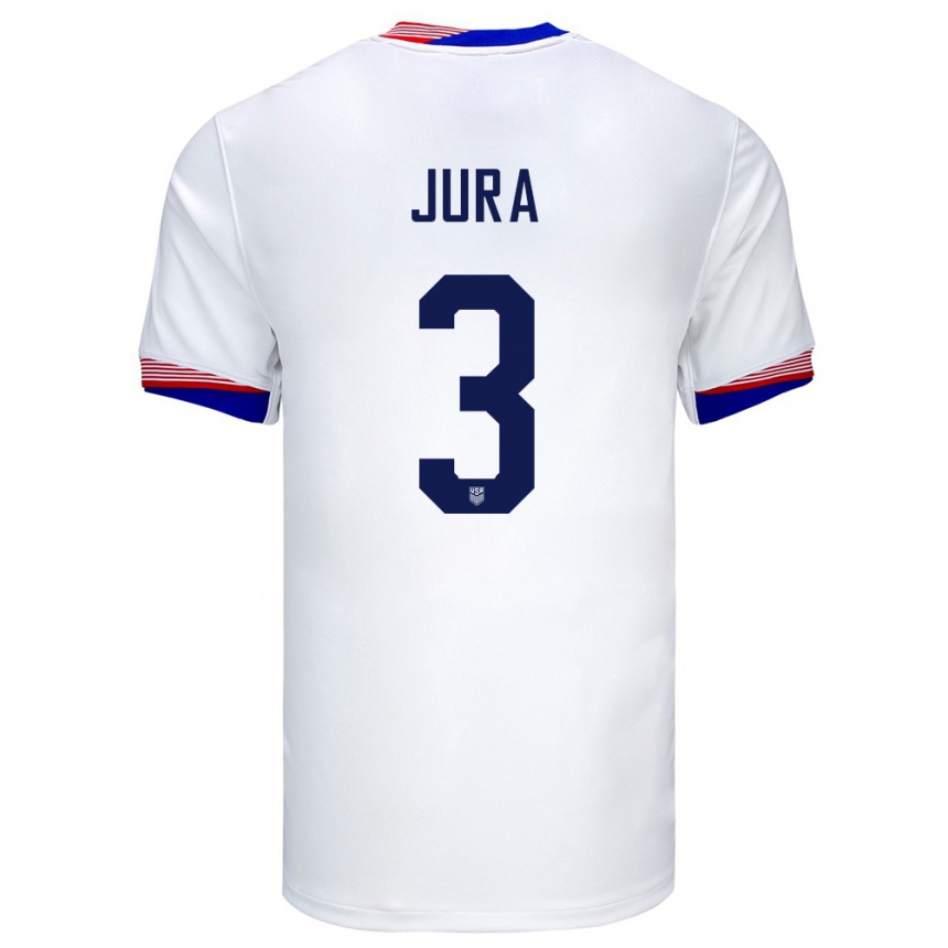 Men Football United States Sawyer Jura #3 White Home Jersey 24-26 T-Shirt Uk