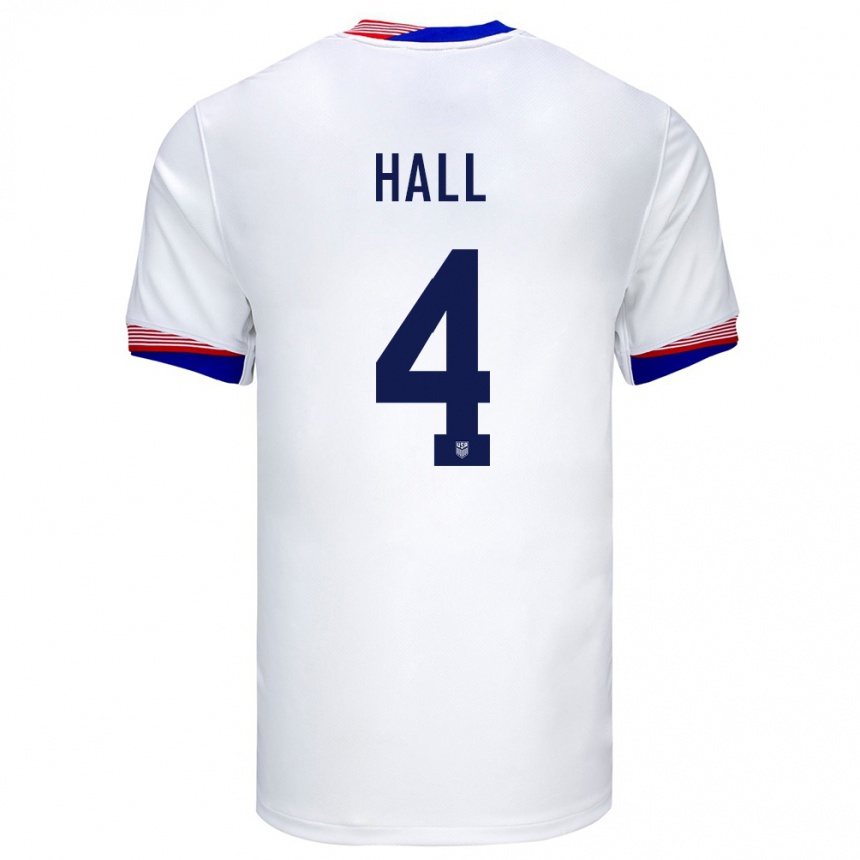 Men Football United States Tyler Hall #4 White Home Jersey 24-26 T-Shirt Uk