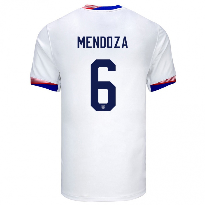 Men Football United States Edwyn Mendoza #6 White Home Jersey 24-26 T-Shirt Uk