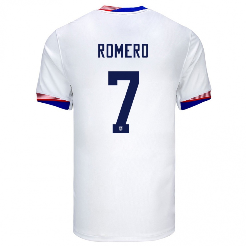 Men Football United States Brian Romero #7 White Home Jersey 24-26 T-Shirt Uk