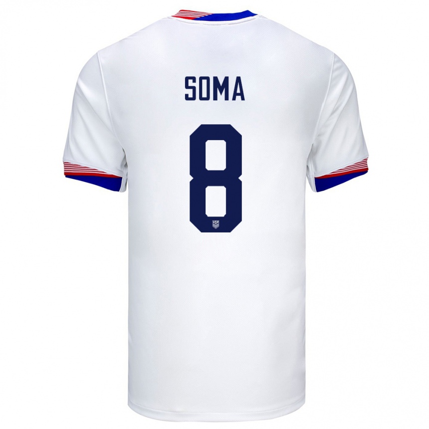 Men Football United States Pedro Soma #8 White Home Jersey 24-26 T-Shirt Uk