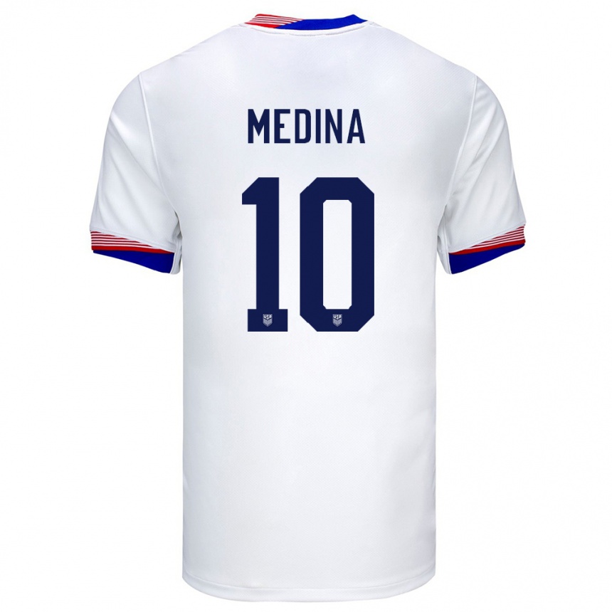 Men Football United States Cruz Medina #10 White Home Jersey 24-26 T-Shirt Uk