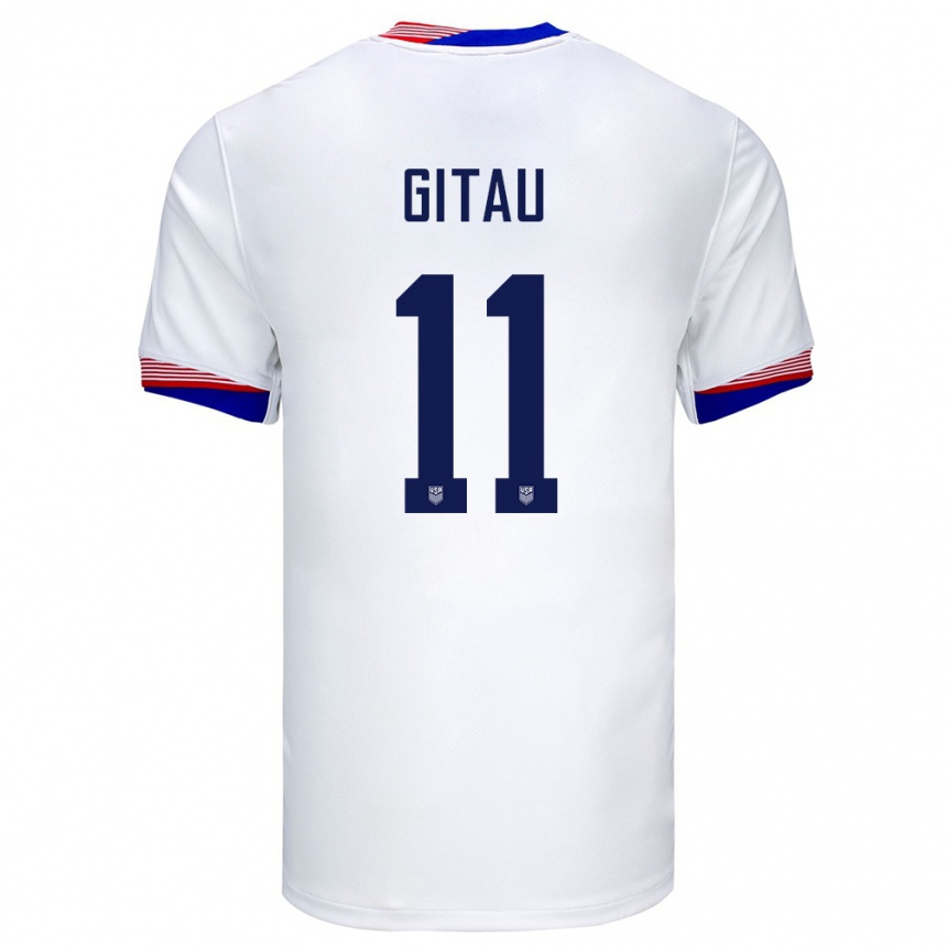 Men Football United States Andre Gitau #11 White Home Jersey 24-26 T-Shirt Uk