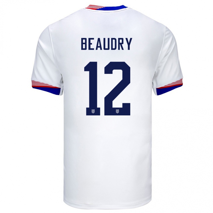 Men Football United States Adam Beaudry #12 White Home Jersey 24-26 T-Shirt Uk