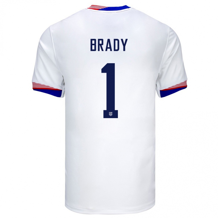 Men Football United States Chris Brady #1 White Home Jersey 24-26 T-Shirt Uk