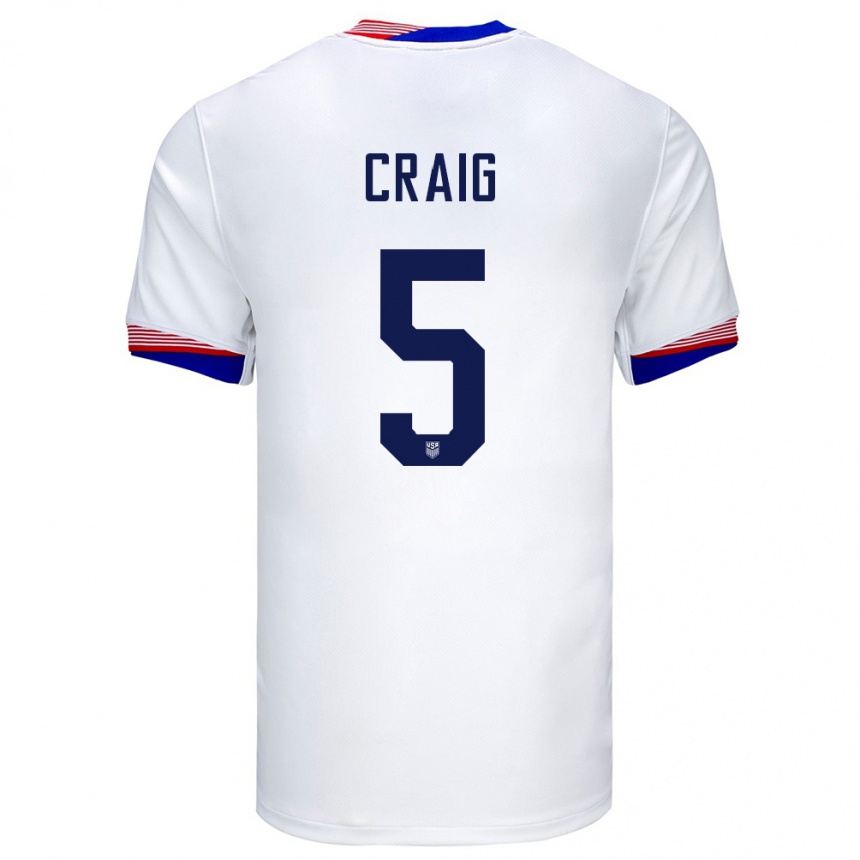 Men Football United States Brandan Craig #5 White Home Jersey 24-26 T-Shirt Uk