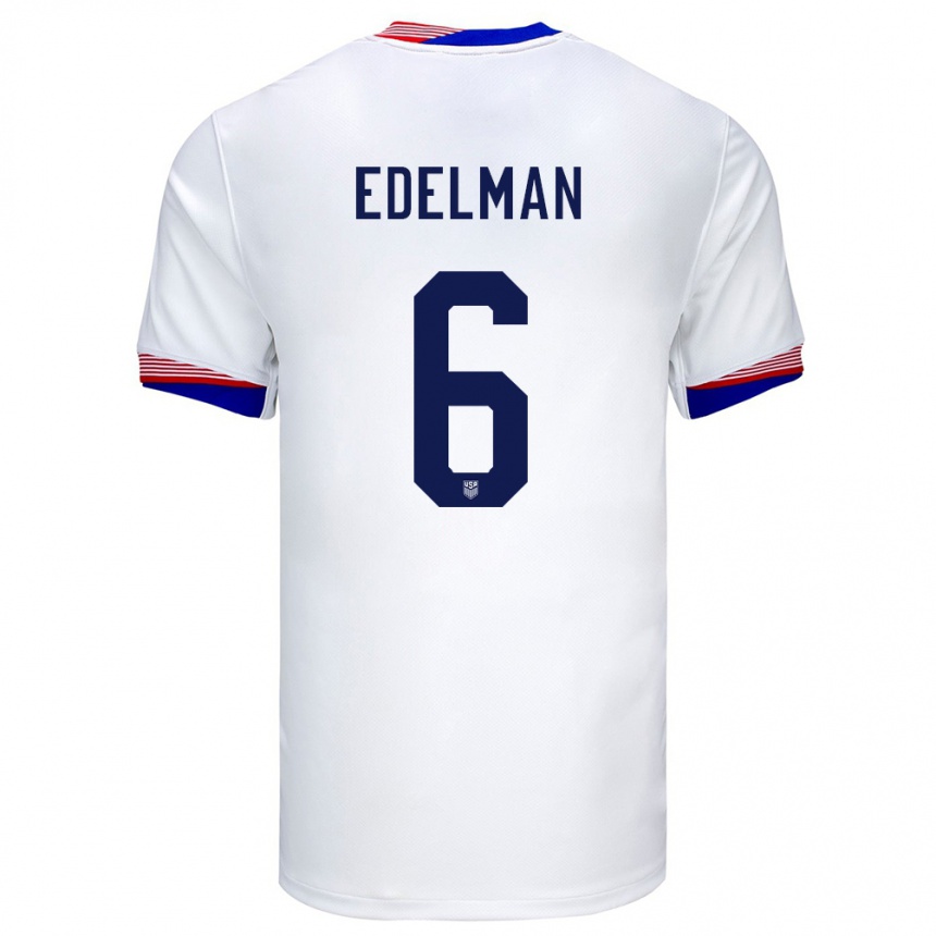 Men Football United States Daniel Edelman #6 White Home Jersey 24-26 T-Shirt Uk