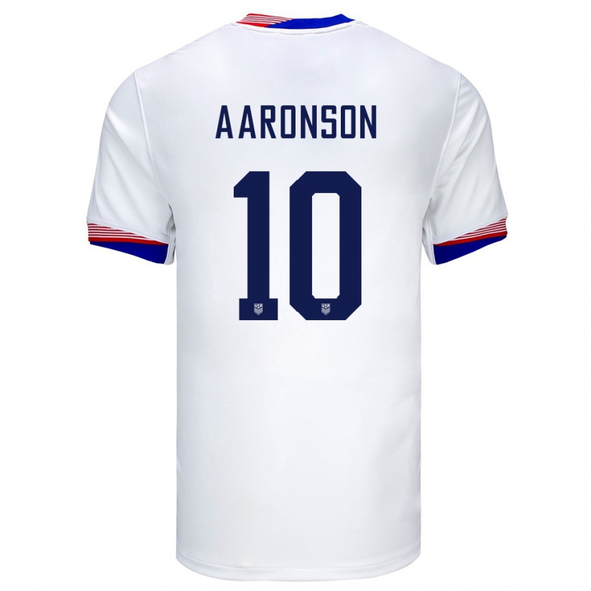 Men Football United States Paxten Aaronson #10 White Home Jersey 24-26 T-Shirt Uk