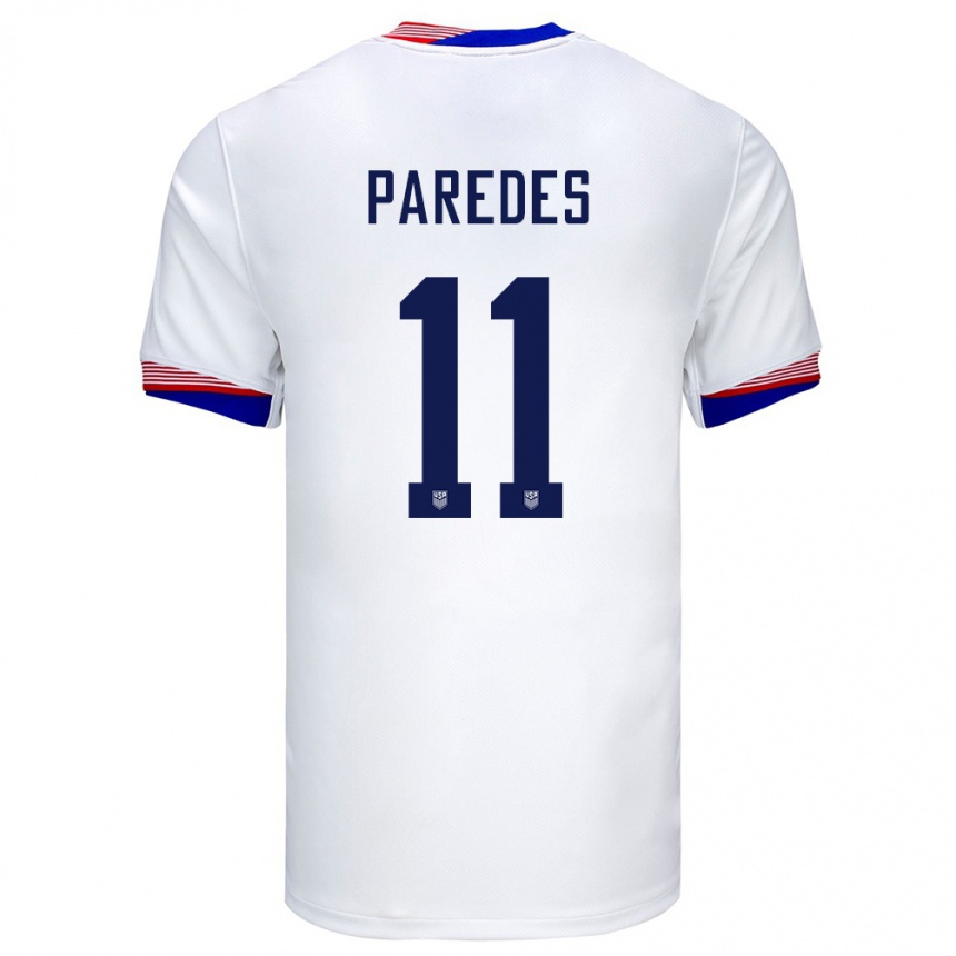 Men Football United States Kevin Paredes #11 White Home Jersey 24-26 T-Shirt Uk