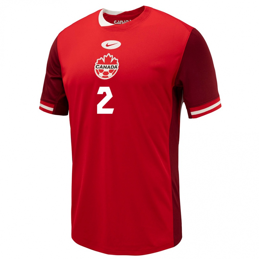 Men Football Canada Alistair Johnston #2 Red Home Jersey 24-26 T-Shirt Uk