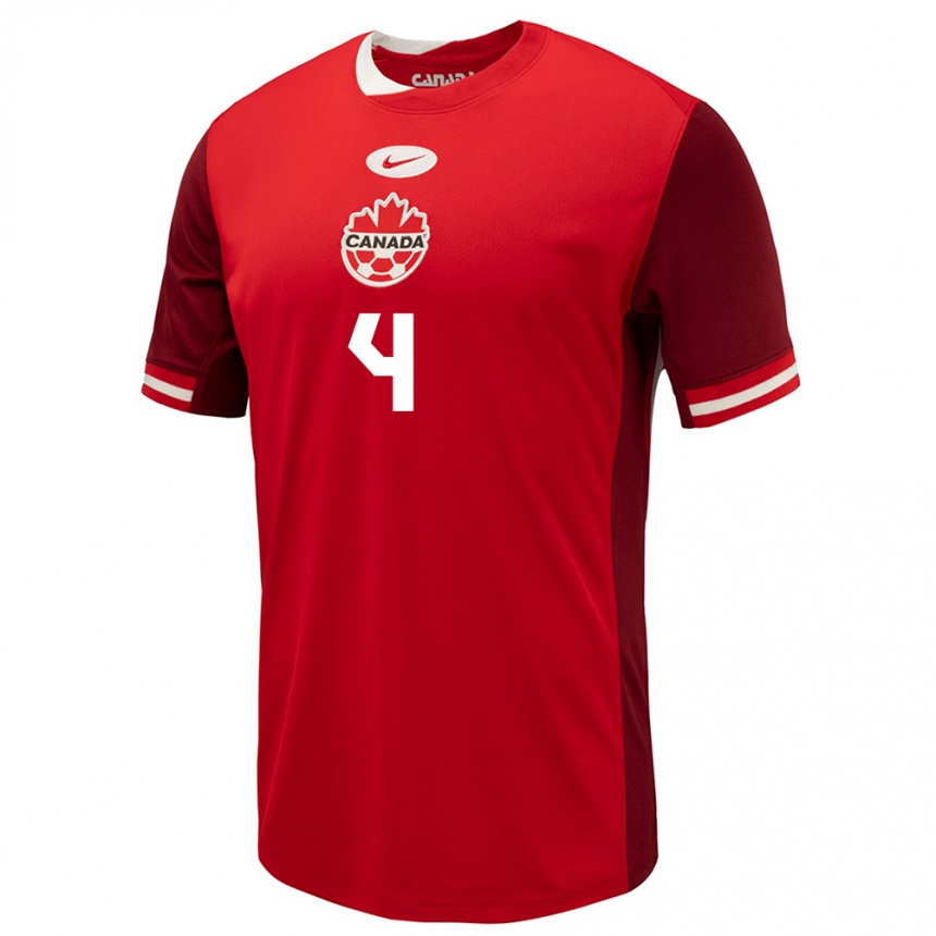 Men Football Canada Shelina Zadorsky #4 Red Home Jersey 24-26 T-Shirt Uk