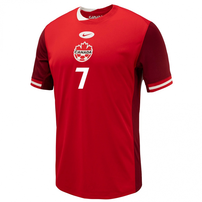 Men Football Canada Stephen Eustaquio #7 Red Home Jersey 24-26 T-Shirt Uk