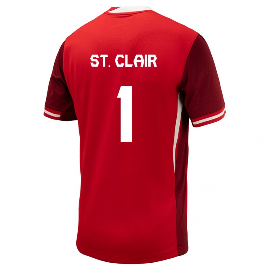 Men Football Canada Dayne St Clair #1 Red Home Jersey 24-26 T-Shirt Uk