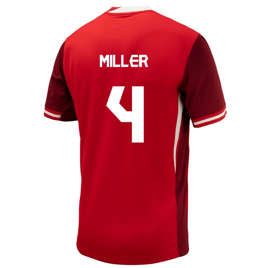 Men Football Canada Kamal Miller #4 Red Home Jersey 24-26 T-Shirt Uk