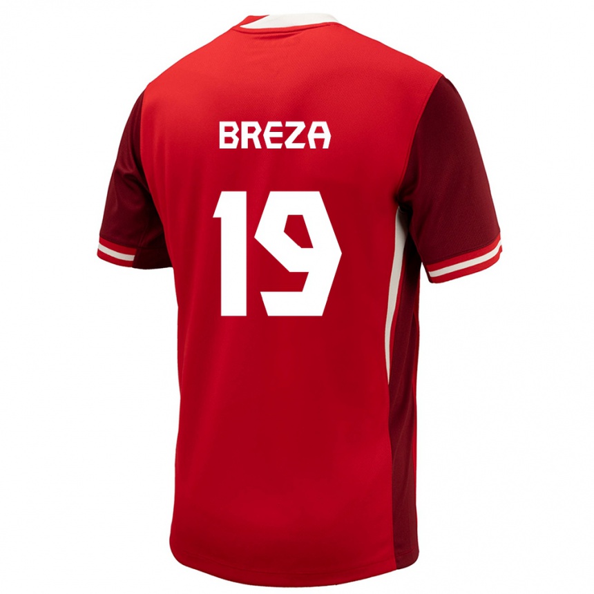 Men Football Canada Sebastian Breza #19 Red Home Jersey 24-26 T-Shirt Uk