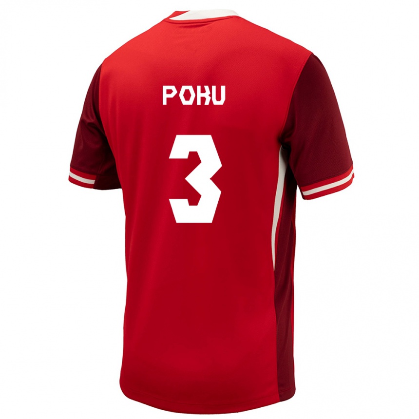 Men Football Canada Kwasi Poku #3 Red Home Jersey 24-26 T-Shirt Uk